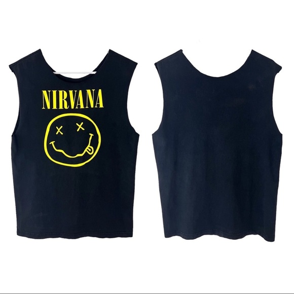 Nirvana Black and Yellow Smiley Face Graphic T-Shirt - Picture 12 of 13